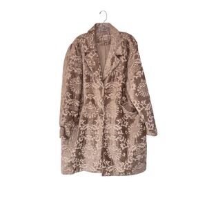 Chico's Taupe Beige Chenille Jacquard Blazer Coat Brocade Velvet Burnout Size 20